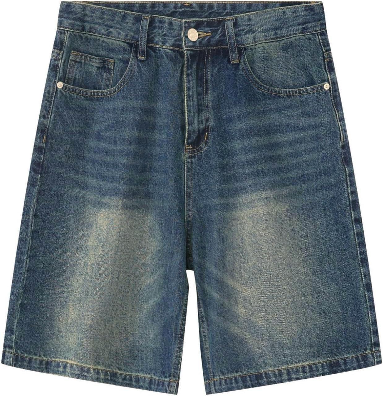 imageEMMIOL Baggy Jean Shorts Meny2k Jorts Hip Hop Mens Denim Shorts Loose Fit Vintage Streetwear SummerBlue