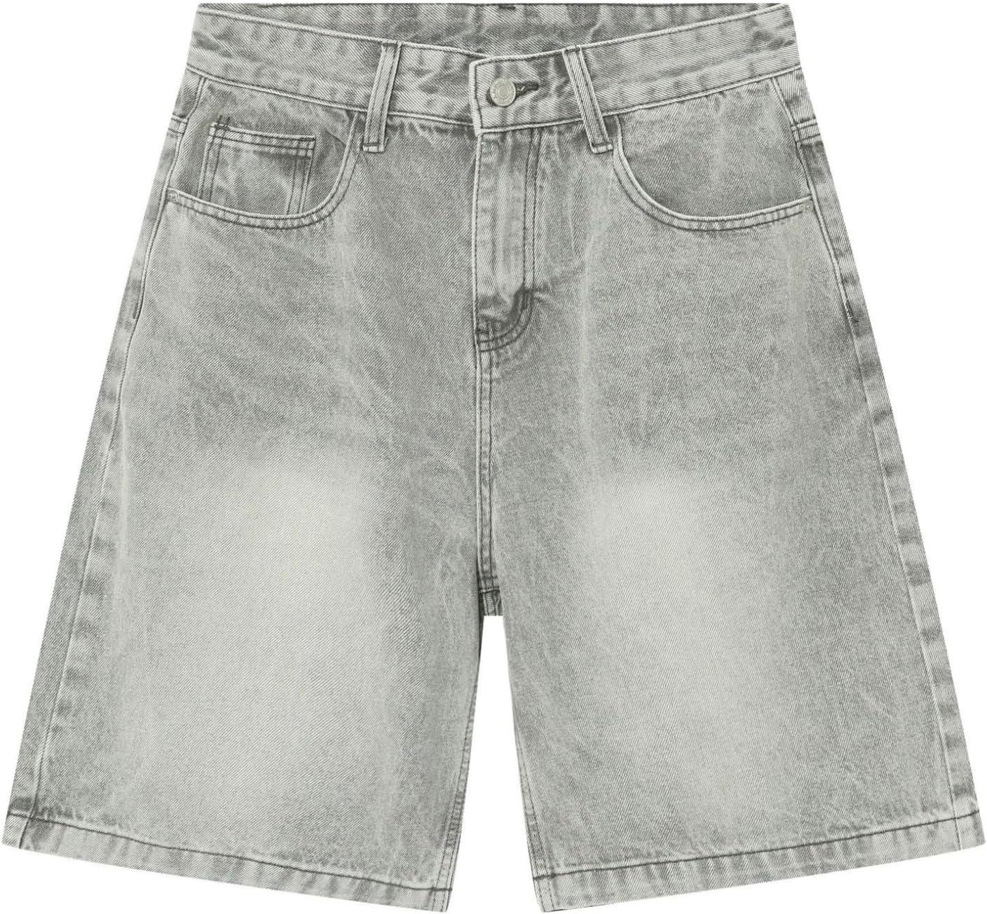imageEMMIOL Baggy Jean Shorts Meny2k Jorts Hip Hop Mens Denim Shorts Loose Fit Vintage Streetwear SummerGrey