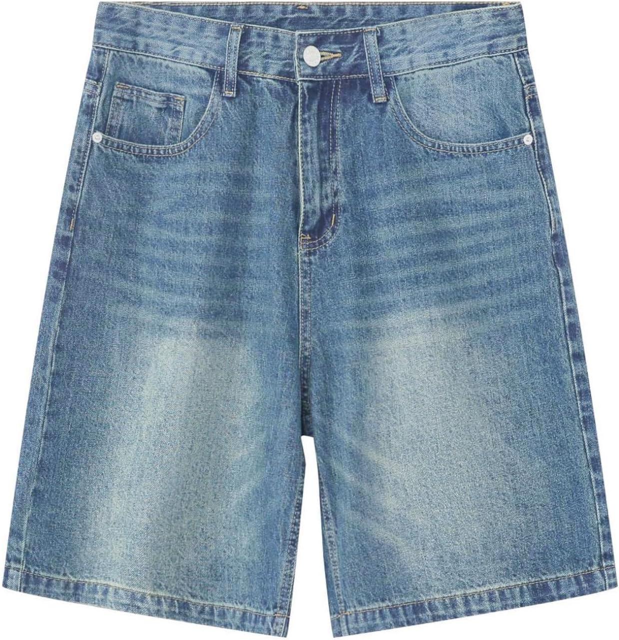 imageEMMIOL Baggy Jean Shorts Meny2k Jorts Hip Hop Mens Denim Shorts Loose Fit Vintage Streetwear SummerLight Blue