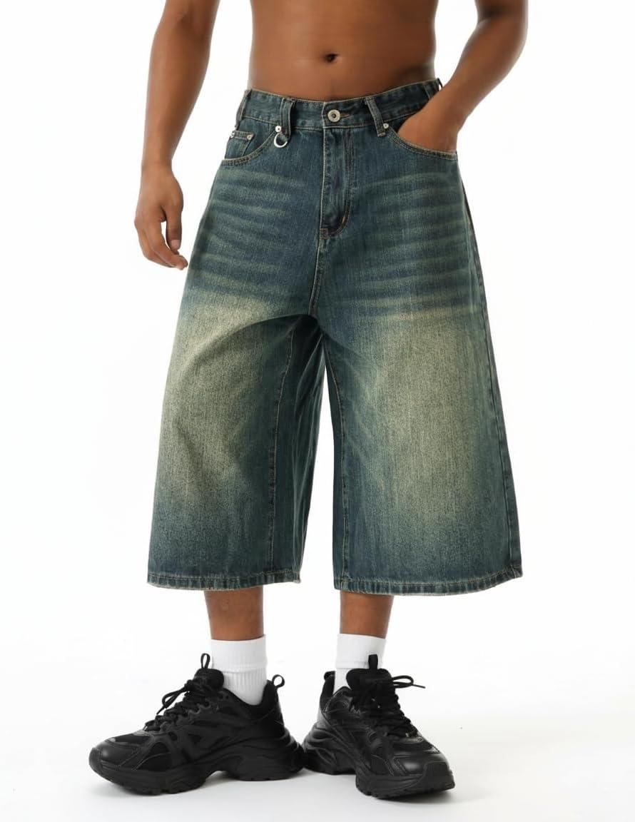 imageEMMIOL Mens Baggy Jean Shorts Loose Fit Denim Shorts Men Summer Casual Jorts Y2k Hip Hop Short Jeans Streetwear ClothesVintage Green