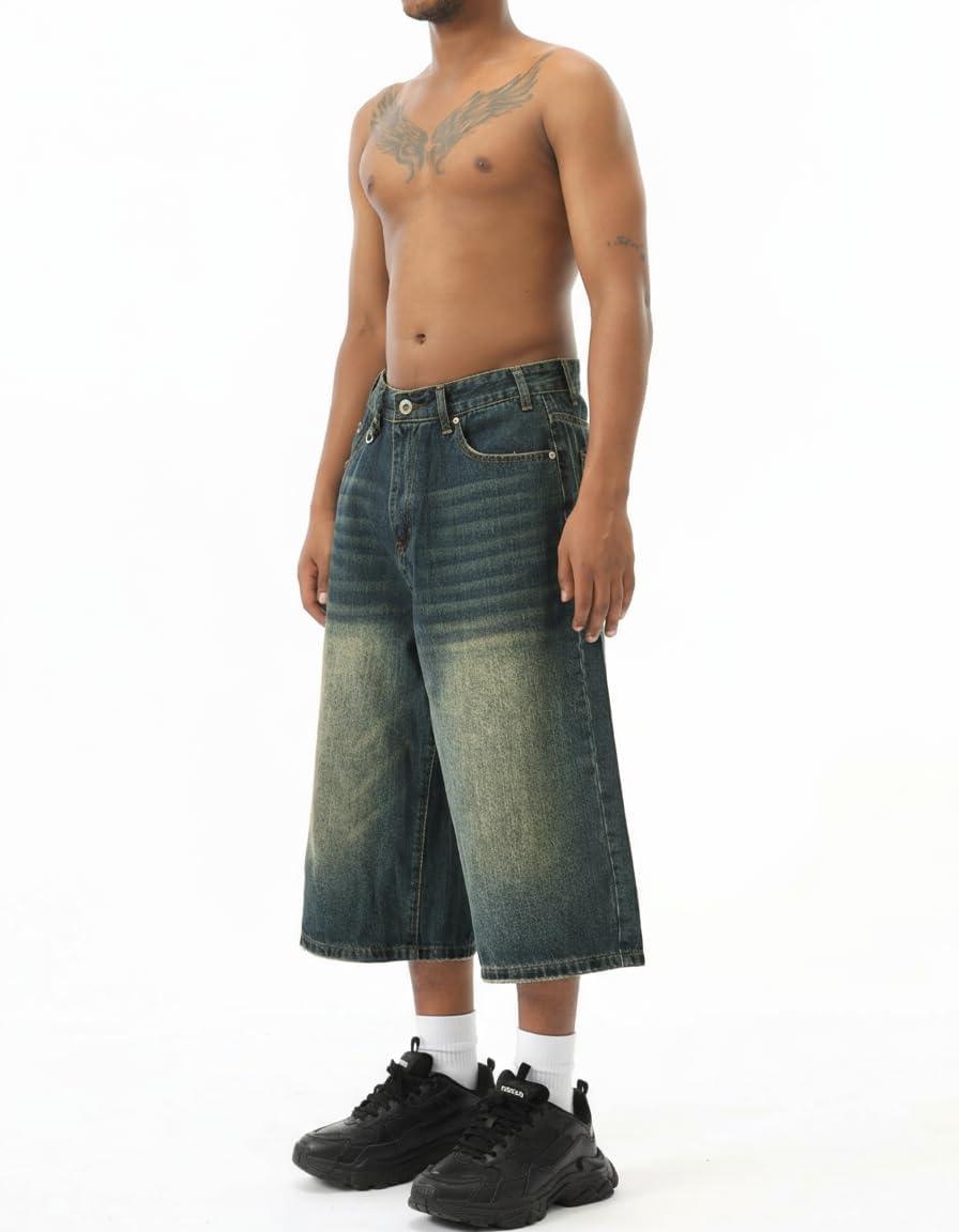 imageEMMIOL Mens Baggy Jean Shorts Loose Fit Denim Shorts Men Summer Casual Jorts Y2k Hip Hop Short Jeans Streetwear ClothesVintage Green