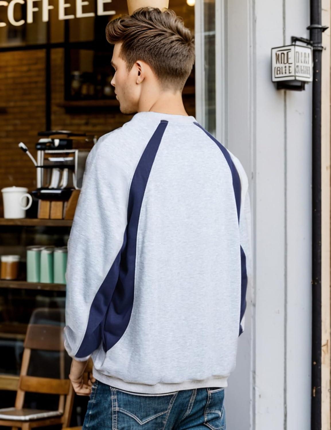 imageEMMIOL Oversized Crewneck Sweatshirts for Men Vintage Graphic Pullover Loose Fit Streetwear Long Sleeve TopGray