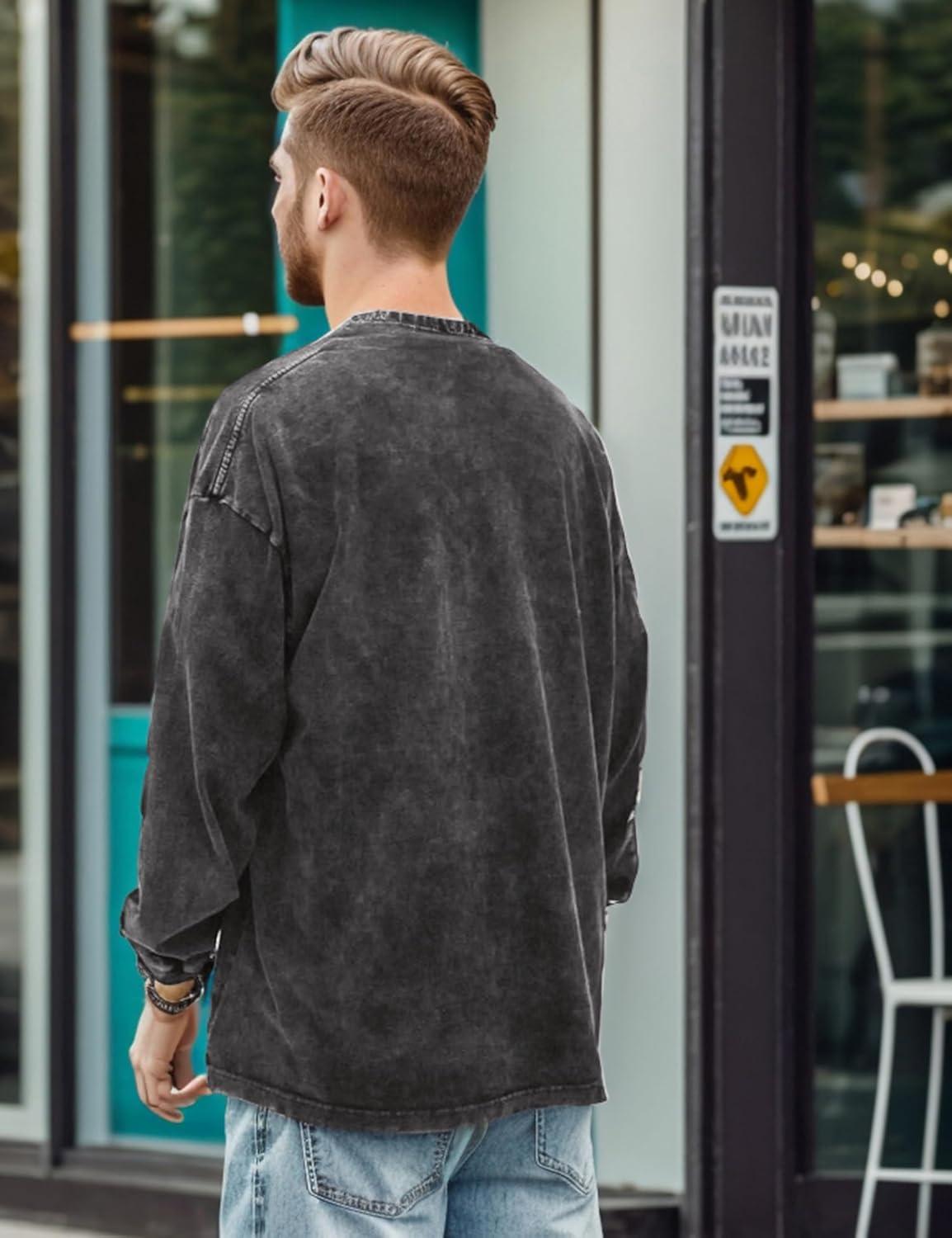 imageEMMIOL Oversized Crewneck Sweatshirts for Men Vintage Graphic Pullover Loose Fit Streetwear Long Sleeve TopGrayx