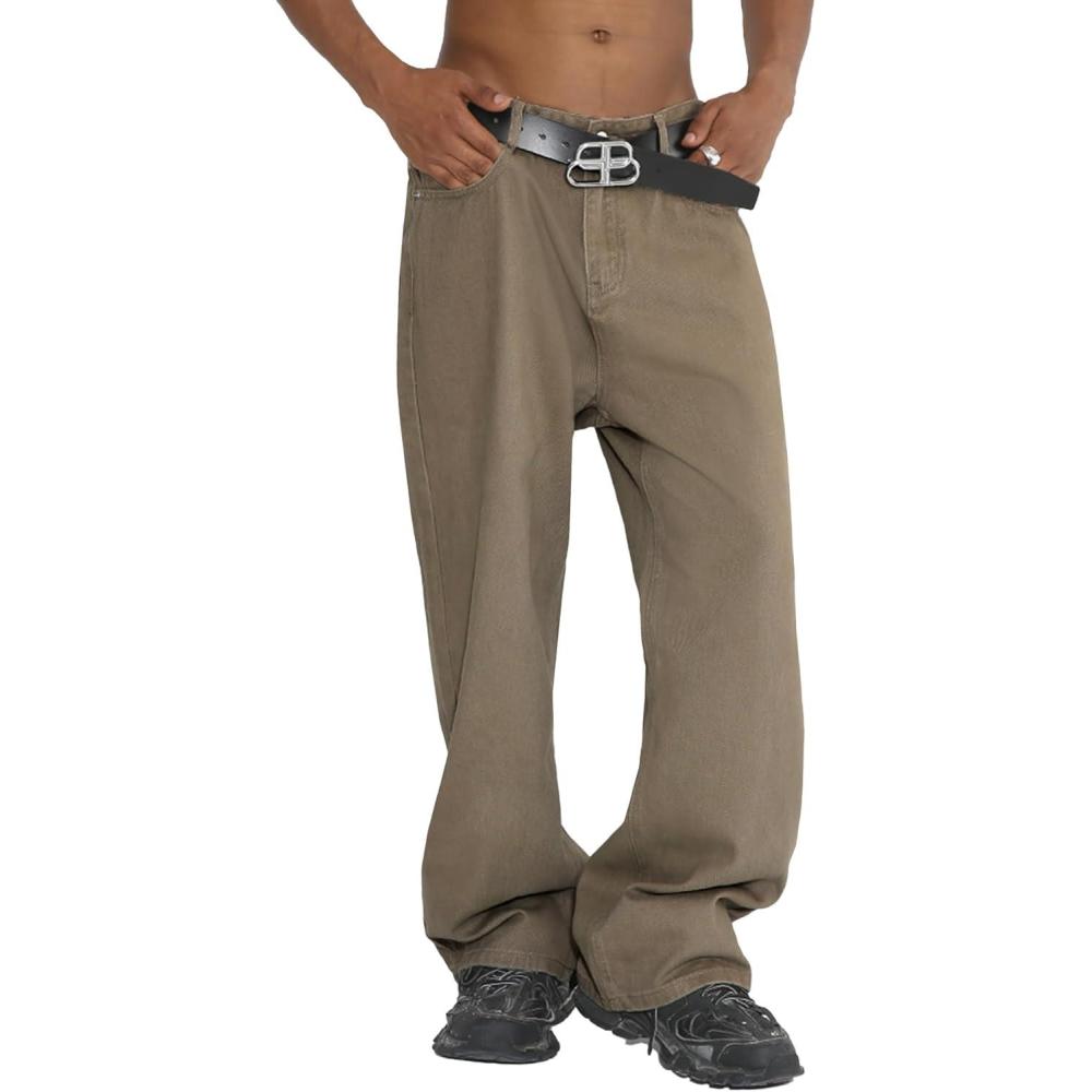 imageEMMIOL Baggy Jeans Men Wide LegY2k Hip Hop Skater Denim Cargo Pants Casual Loose FitRelaxed Long TrousersTaupe