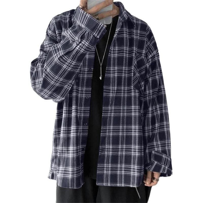 imageEMMIOL Men Flannel Shirts Long Sleeve Button Down Vintage Plaid Casual Cotton Shirt Brushed Soft Outdoor ShirtsBlack