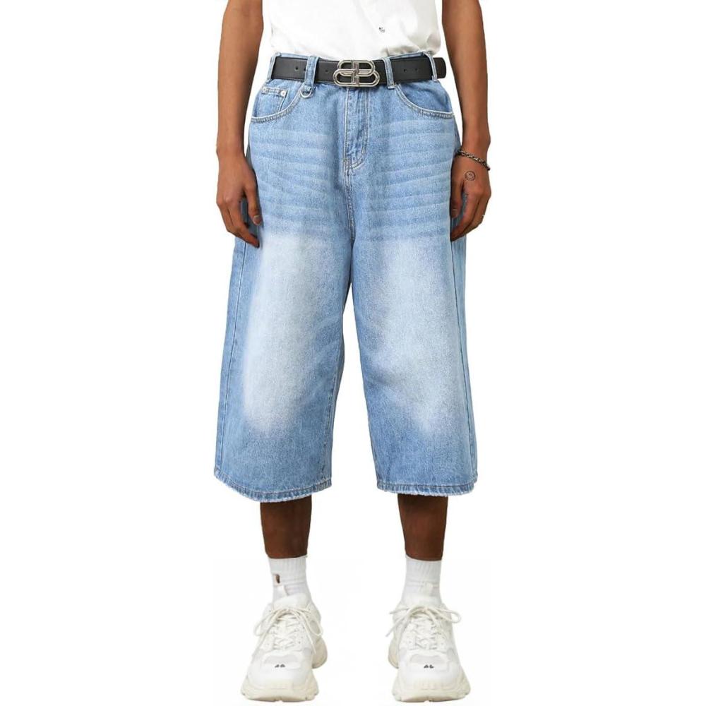 imageEMMIOL Mens Baggy Jean Shorts Loose Fit Denim Shorts Men Summer Casual Jorts Y2k Hip Hop Short Jeans Streetwear ClothesBlue