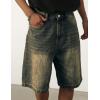 EMMIOL Baggy Jean Shorts Men,y2k Jorts Hip Hop, Mens Denim Shorts Loose Fit Vintage Streetwear Summer(Khaki)