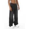 EMMIOL Baggy Jeans Men Wide Leg,Y2k Hip Hop Skater Denim Cargo Pants Casual Loose Fit,Relaxed Long Trousers(Black-c)