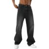 EMMIOL Baggy Jeans Men Wide Leg,Y2k Hip Hop Skater Denim Cargo Pants Casual Loose Fit,Relaxed Long Trousers(Black-c)