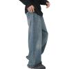 EMMIOL Baggy Jeans Men Wide Leg,Y2k Hip Hop Skater Denim Cargo Pants Casual Loose Fit,Relaxed Long Trousers(Blue-b)