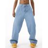 EMMIOL Baggy Jeans Men Wide Leg,Y2k Hip Hop Skater Denim Cargo Pants Casual Loose Fit,Relaxed Long Trousers(Blue-d)