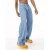EMMIOL Baggy Jeans Men Wide Leg,Y2k Hip Hop Skater Denim Cargo Pants Casual Loose Fit,Relaxed Long Trousers(Blue-d)