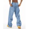 EMMIOL Baggy Jeans Men Wide Leg,Y2k Hip Hop Skater Denim Cargo Pants Casual Loose Fit,Relaxed Long Trousers(Blue-d)