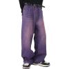 EMMIOL Baggy Jeans Men Wide Leg,Y2k Hip Hop Skater Denim Cargo Pants Casual Loose Fit,Relaxed Long Trousers(Violet)
