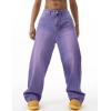 EMMIOL Baggy Jeans Men Wide Leg,Y2k Hip Hop Skater Denim Cargo Pants Casual Loose Fit,Relaxed Long Trousers(Violet)