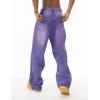 EMMIOL Baggy Jeans Men Wide Leg,Y2k Hip Hop Skater Denim Cargo Pants Casual Loose Fit,Relaxed Long Trousers(Violet)