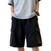 EMMIOL Baggy Jorts Men, Jean Shorts Cargo Ripped Y2K, Mens Denim Shorts Elastic Loose Fit Oversized Vintage Streetwear(Black)