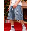 EMMIOL Baggy Jorts Men, Jean Shorts Cargo Ripped Y2K, Mens Denim Shorts Elastic Loose Fit Oversized Vintage Streetwear(Light Blue)