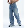 EMMIOL Mens Baggy Jeans Wide Leg Y2k Hip Hop Skater Straight Denim Cargo Pants Casual Loose Fit,Vintage Relaxed Long Trousers(Blue)
