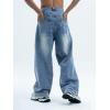 EMMIOL Mens Baggy Jeans Wide Leg Y2k Hip Hop Skater Straight Denim Cargo Pants Casual Loose Fit,Vintage Relaxed Long Trousers(Blue)