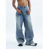 EMMIOL Mens Baggy Jeans Wide Leg Y2k Hip Hop Skater Straight Denim Cargo Pants Casual Loose Fit,Vintage Relaxed Long Trousers(Blue)