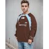 EMMIOL Oversized Crewneck Sweatshirts for Men Vintage Graphic Pullover Loose Fit Streetwear Long Sleeve Top(Brown)