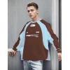 EMMIOL Oversized Crewneck Sweatshirts for Men Vintage Graphic Pullover Loose Fit Streetwear Long Sleeve Top(Brown)