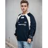 EMMIOL Oversized Crewneck Sweatshirts for Men Vintage Graphic Pullover Loose Fit Streetwear Long Sleeve Top(Navy Blue)