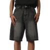 EMMIOL Baggy Jean Shorts Men,y2k Jorts Hip Hop, Mens Denim Shorts Loose Fit Vintage Streetwear Summer(Black)
