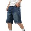 EMMIOL Baggy Jean Shorts Men,y2k Jorts Hip Hop, Mens Denim Shorts Loose Fit Vintage Streetwear Summer(Blue)