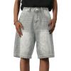 EMMIOL Baggy Jean Shorts Men,y2k Jorts Hip Hop, Mens Denim Shorts Loose Fit Vintage Streetwear Summer(Grey)