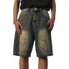 EMMIOL Baggy Jean Shorts Men,y2k Jorts Hip Hop, Mens Denim Shorts Loose Fit Vintage Streetwear Summer(Khaki)