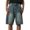 EMMIOL Baggy Jean Shorts Men,y2k Jorts Hip Hop, Mens Denim Shorts Loose Fit Vintage Streetwear Summer(Navy Blue)
