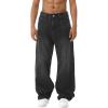 EMMIOL Baggy Jeans Men Wide Leg,Y2k Hip Hop Skater Denim Cargo Pants Casual Loose Fit,Relaxed Long Trousers(Black-c)