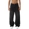 EMMIOL Baggy Jeans Men Wide Leg,Y2k Hip Hop Skater Denim Cargo Pants Casual Loose Fit,Relaxed Long Trousers(Black-x)