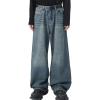 EMMIOL Baggy Jeans Men Wide Leg,Y2k Hip Hop Skater Denim Cargo Pants Casual Loose Fit,Relaxed Long Trousers(Blue-b)