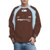 EMMIOL Oversized Crewneck Sweatshirts for Men Vintage Graphic Pullover Loose Fit Streetwear Long Sleeve Top(Brown)