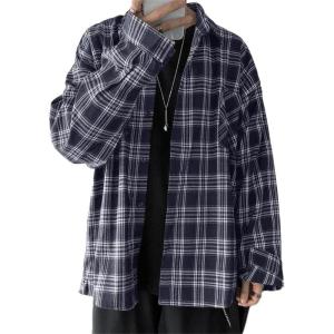 EMMIOL Men Flannel Shirts Long Sleeve Button Down Vintage Plaid Casual Cotton Shirt Brushed Soft Outdoor Shirts(Black)