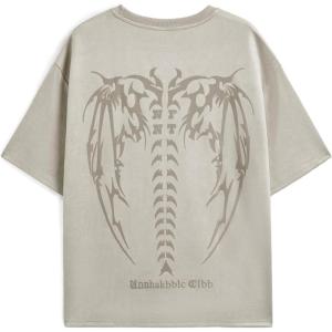 EMMIOL Mens Y2k Baggy Shirts Graphic Tees Oversized Crew Neck Short Sleeve Streetwear Tshirts Summer Tops 2025(Apricot-a)