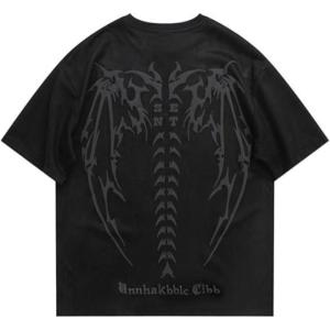 EMMIOL Mens Y2k Baggy Shirts Graphic Tees Oversized Crew Neck Short Sleeve Streetwear Tshirts Summer Tops 2025(Black)