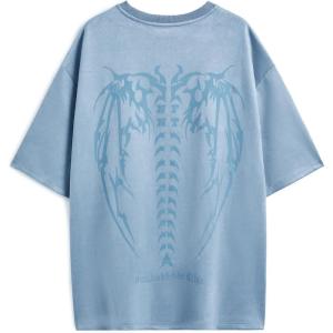 EMMIOL Mens Y2k Baggy Shirts Graphic Tees Oversized Crew Neck Short Sleeve Streetwear Tshirts Summer Tops 2025(Blue-a)