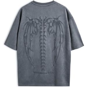 EMMIOL Mens Y2k Baggy Shirts Graphic Tees Oversized Crew Neck Short Sleeve Streetwear Tshirts Summer Tops 2025(Grey)