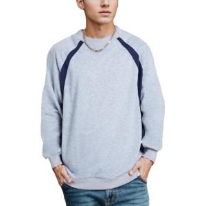 EMMIOL Oversized Crewneck Sweatshirts for Men Vintage Graphic Pullover Loose Fit Streetwear Long Sleeve Top(Gray)