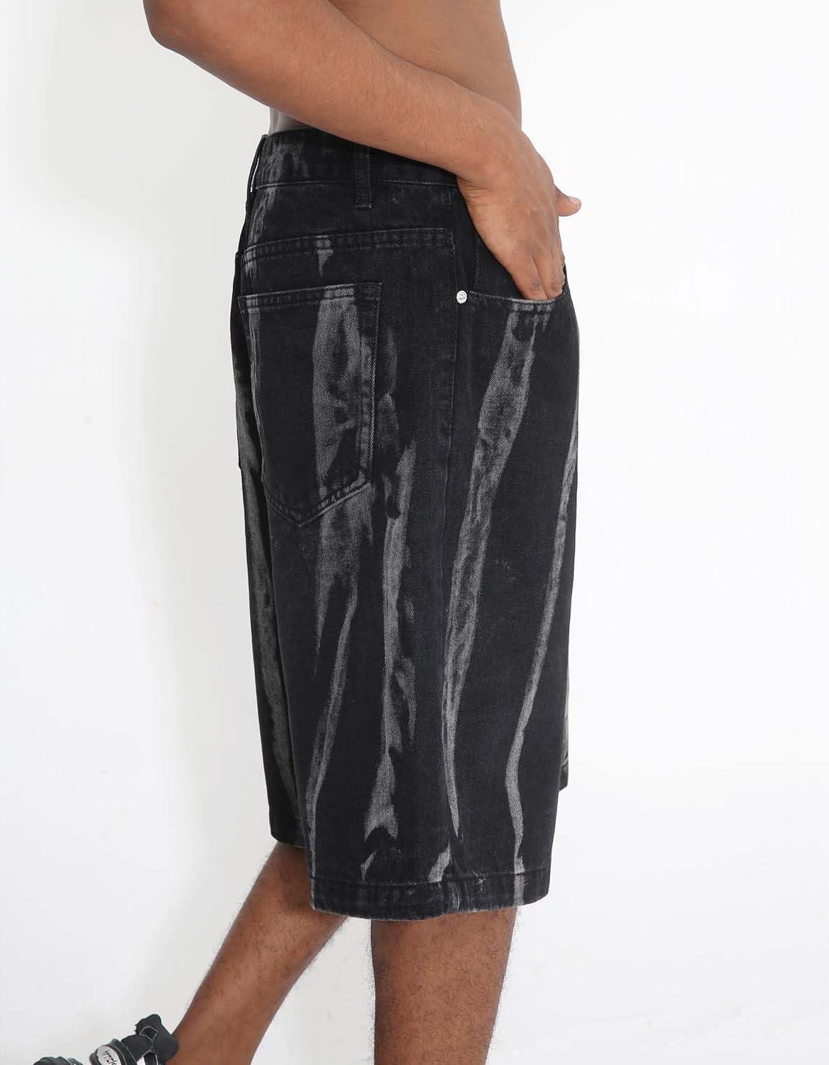 imageEMMIOL Baggy Jorts Men Jean Shorts Summer y2k Grunge Denim Shorts Vintage Distressed Loose Fit StreetwearBlackstained