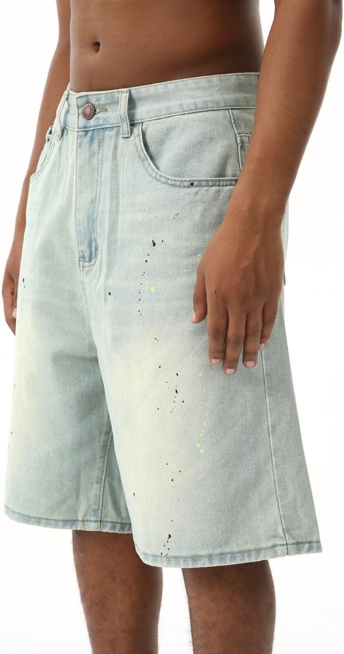 imageEMMIOL Baggy Jorts Men Jean Shorts Summer y2k Grunge Denim Shorts Vintage Distressed Loose Fit StreetwearLight Blueinked