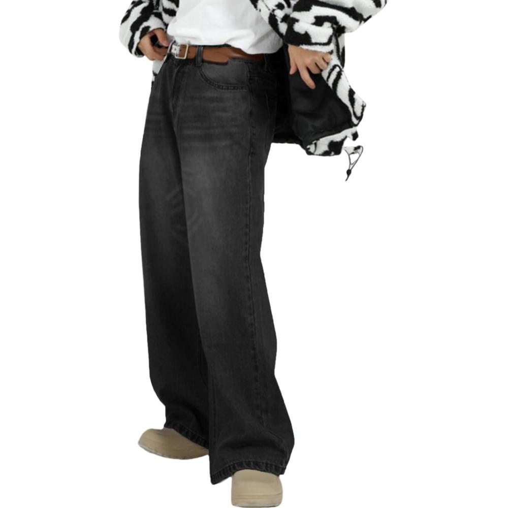 imageEMMIOL Baggy Jeans Meny2k Jeans Cargo Design Wide Leg Loose FitMens Denim Pants Vintage Skater Streetwear RelaxedBlack023