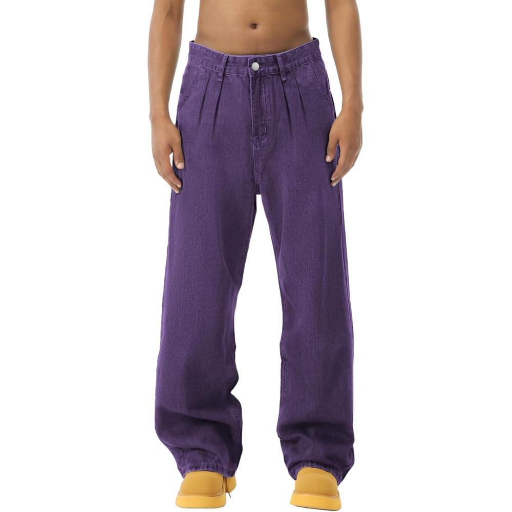 imageEMMIOL Baggy Jeans Meny2k Jeans Cargo Design Wide Leg Loose FitMens Denim Pants Vintage Skater Streetwear RelaxedViolet