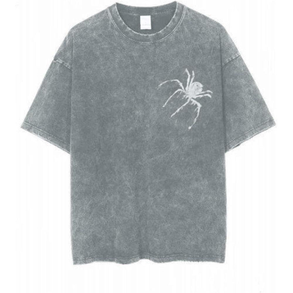 imageEMMIOL Mens Spider Graphic Grunge T Shirts Crew Neck Loose Fit Tees Solid Streetwear Cotton Tops Vintage DesignGray