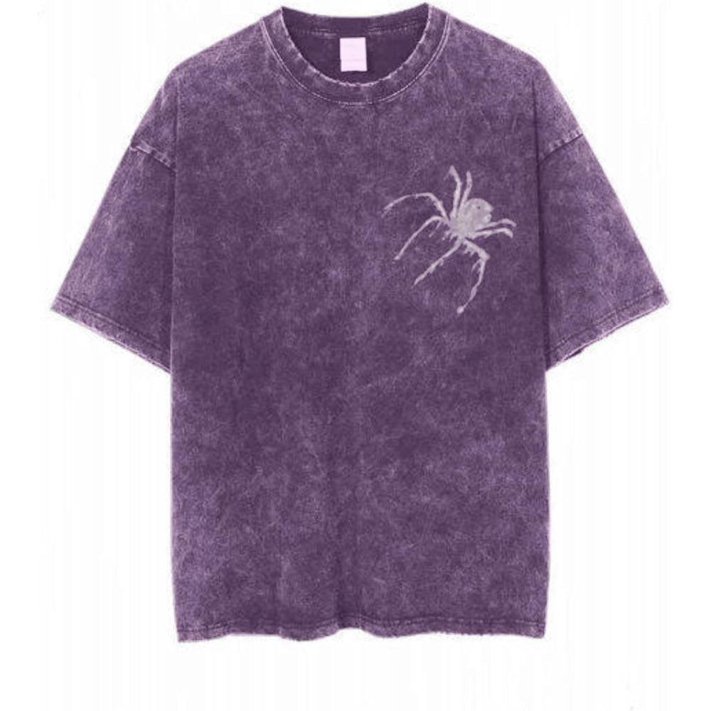 imageEMMIOL Mens Spider Graphic Grunge T Shirts Crew Neck Loose Fit Tees Solid Streetwear Cotton Tops Vintage DesignVioletx
