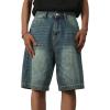 EMMIOL Baggy Jean Shorts Men, y2k Jorts Hip Hop, Comfortable Denim Tears Shorts, High Waisted and Wide Leg, Mens Jeans Loose fit Vintage Hip Hop Streetwear Skateboard Summer